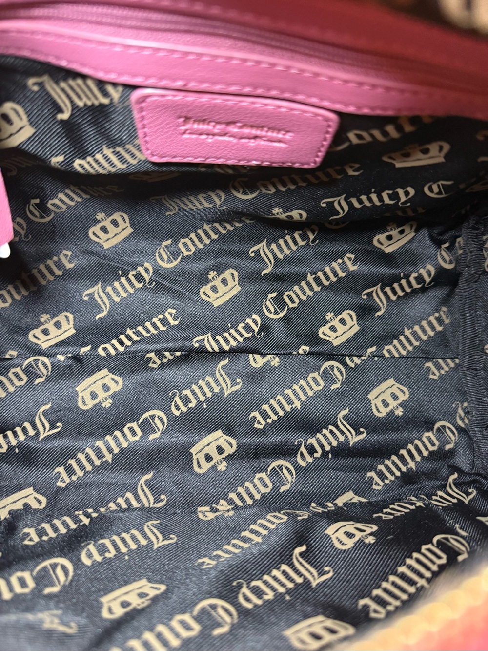 🦩 Juicy Couture Pink Plaid Varsity Satchel Handbag with Plush Charm - Picture 9 of 11